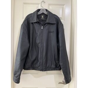 Vtg Black Leather Jacket Gear For Sports Mens Size XL